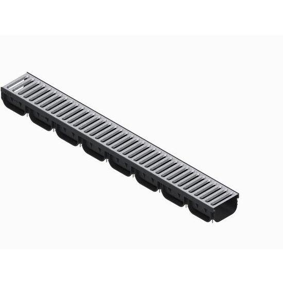 Kit de rigolă pentru drenaj Easy 2, din polipropilenă, LN100 hext 70 grătar oz A15 1000 × 125 × 70(0881011)