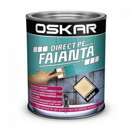 Vopsea Oskar Direct pe Faianta, pe baza de apa, pentru interior, Amber 0.6L
