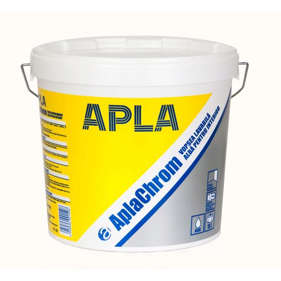 Pachet vopsea lavabilă APLA Chrom, 15 L+amorsa 3/4 L