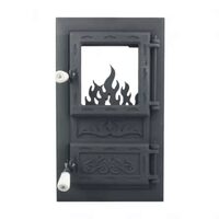 Usa monobloc pentru soba, cu geam, neagra - 660322