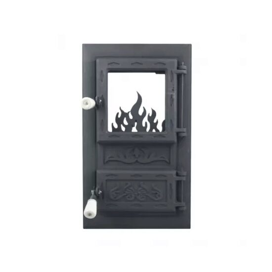 Usa monobloc pentru soba, cu geam, neagra - 660322