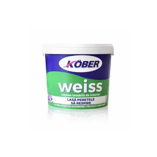 Vopsea lavabilă pentru interior Kober Weiss, alb, 4 L