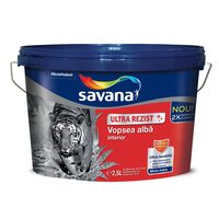 Vopsea superlavabila, superalba, Savana Ultrarezist, de interior, alba 2.5L