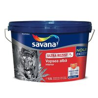 Vopsea superlavabila, superalba, Savana Ultrarezist, de interior, alba 8.5L