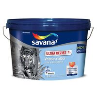 Vopsea super lavabila, superalba, Savana Ultrarezist, pentru baie si bucatarie, alba 8.5L