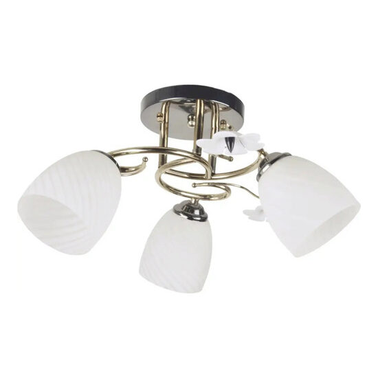 Lustră Klausen Lola 3 LY-3081, 3 × E27, maximum 15 W/bec, alb-auriu, diametru 45 cm