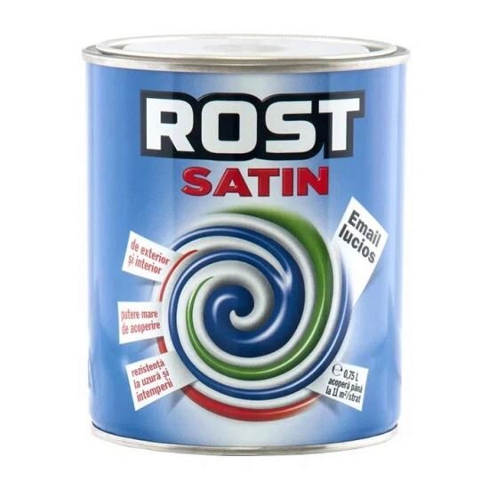 Vopsea alchidica superlucioasa pentru lemn si metal ROST SATIN interior / exterior VERDE MUGUR DE BRAD 4 L