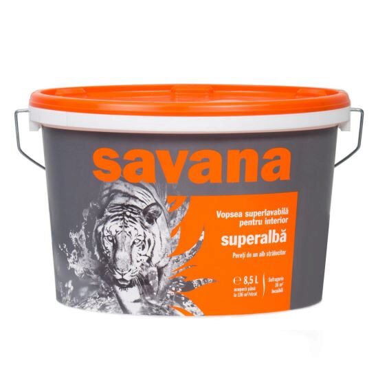 Vopsea superlavabila, super alba, Savana de interior, alba 8.5L
