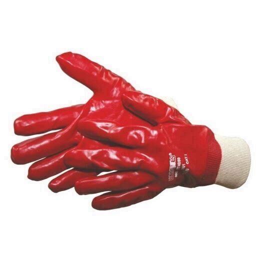 Manusi PVC pe suport bumbac, rosii LUMYTOOLS LT74050