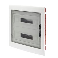 Tablou electric de distribuție Gewiss 40 CDI GW40606, montaj încastrat, 24 module (2 × 12), ușă fumurie, alb, IP40