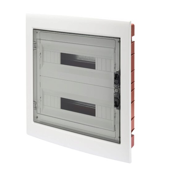 Tablou electric de distribuție Gewiss 40 CDI GW40606, montaj încastrat, 24 module (2 × 12), ușă fumurie, alb, IP40
