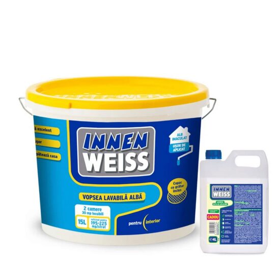 Pachet vopsea lavabilă pentru interior Innenweiss, 15 L + amorsa 4 L