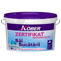 Vopsea lavabila pentru baie si bucatarie KOBER Zertifikat Plus antimucegai de interior, alba, 4 L