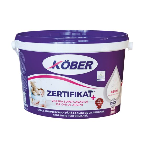 Vopsea lavabila KOBER Zertifikat Plus de interior alba 3 L