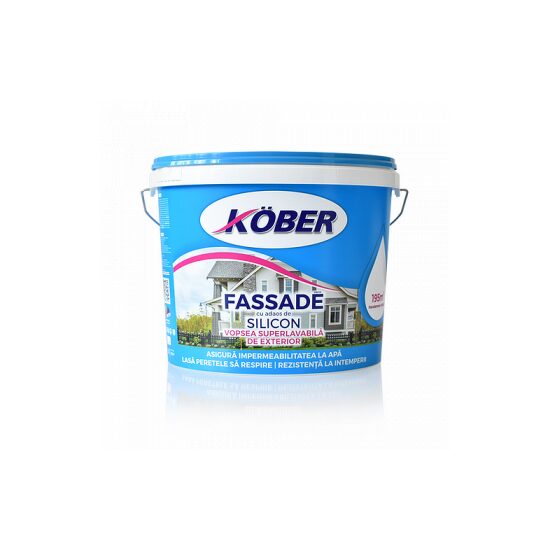 Pachet vopsea lavabilă de exterior Kober Fassade, 15 L+amorsa 3 L
