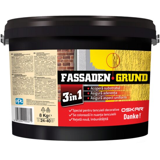 Amorsă de aderență pentru tencuieli decorative Oskar Fassaden Grund, 8 kg, interior/exterior, cu nisip de cuarț
