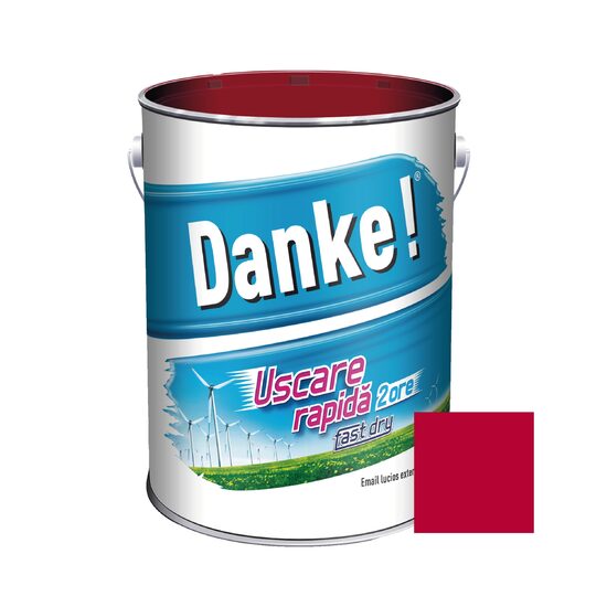 Vopsea alchidica cu uscare rapida pentru lemn / metal DANKE interior / exterior ROSU APRINS 4 L