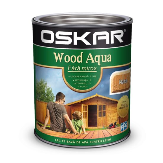 Lac pe bază de apă pentru lemn OSKAR Aqua, mahon nou 0,75 L
