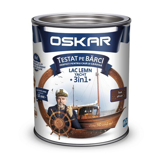 Lac pentru lemn OSKAR Yacht 3 în 1, teak african 0,75 L
