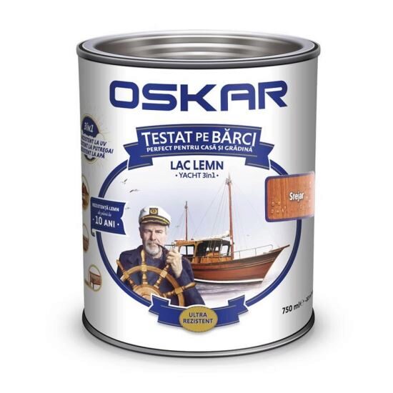 Lac pentru lemn Oskar Yacht 3 in 1, pentru exterior, stejar 2.5L