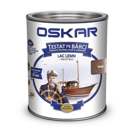 Lac pentru lemn Oskar Yacht 3 in 1, pentru exterior, wenge 2.5L