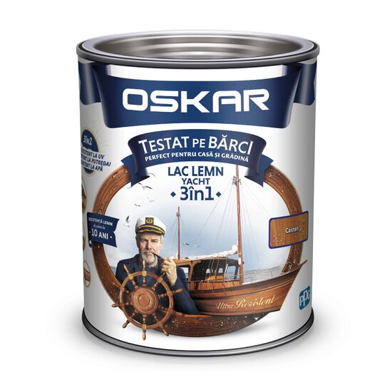 Lac pentru lemn OSKAR Yacht 3 în 1, castan 0,75 L