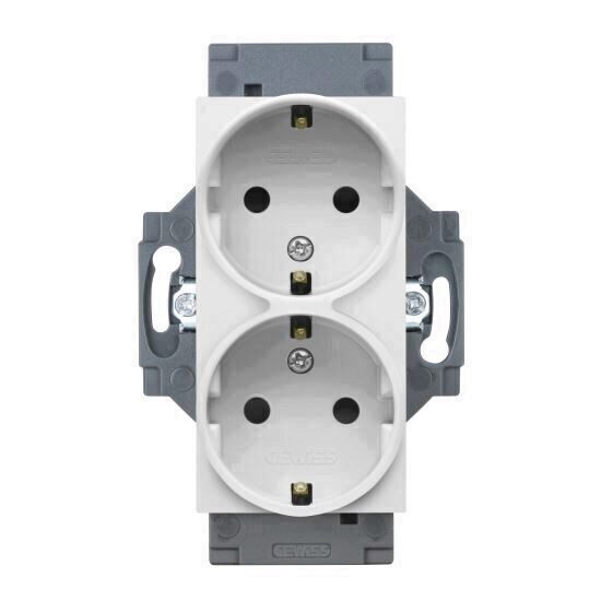 Priza dubla Schuko 2P+E 16A alb Dahlia GEWISS GW35204W
