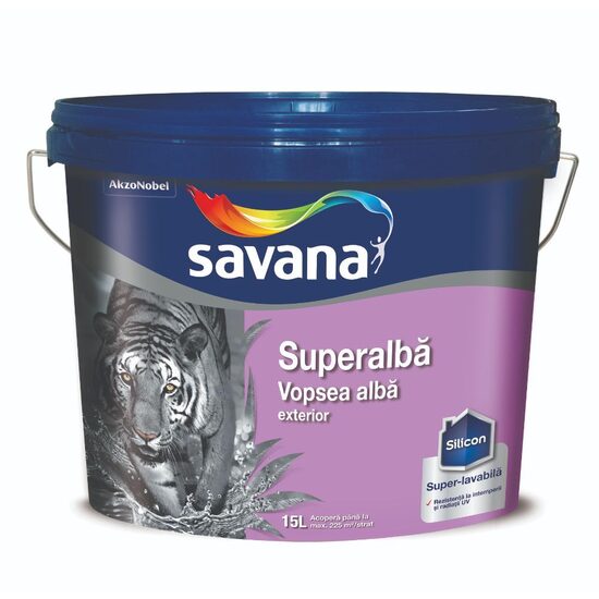 Vopsea superlavabila, superalba, Savana de exterior, alba 15L