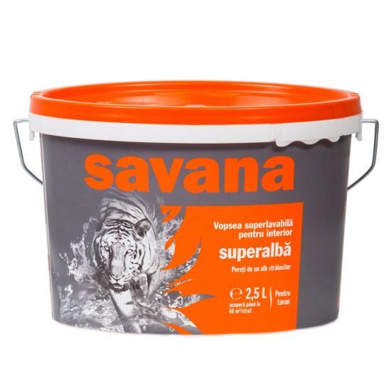 Vopsea superlavabila, super alba, Savana de interior, alba 2.5L