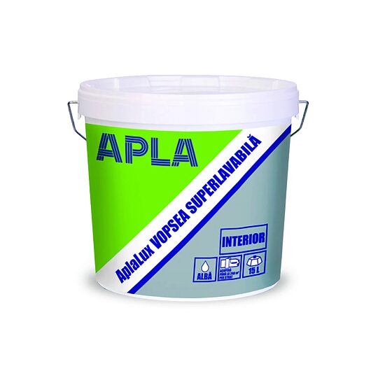 Vopsea superlavabilă pentru interior AplaLux, alb, putere mare de acoperire, 15 L