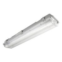 Corp de iluminat industrial etanș Comtec MF0011-11186, pentru 2 tuburi LED T8 de 120 cm, soclu G13, carcasă gri, IP65, fără tuburi incluse