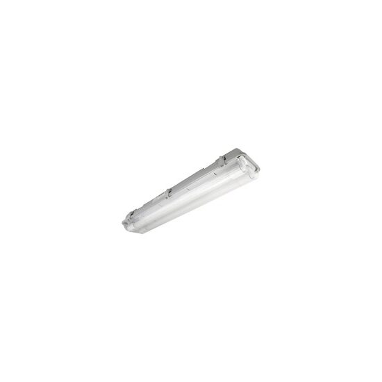 Corp de iluminat industrial etanș Comtec MF0011-11186, pentru 2 tuburi LED T8 de 120 cm, soclu G13, carcasă gri, IP65, fără tuburi incluse