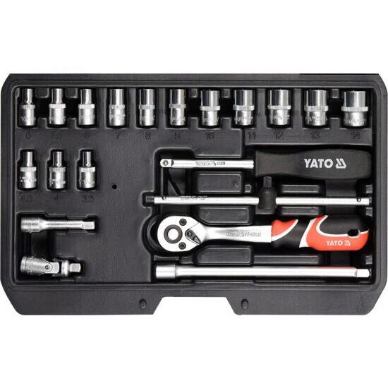 Trusa tubulare si antrenor 20buc 1/4"cr-v YT-14491