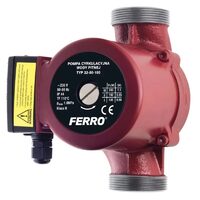 Pompă de circulație pentru apă potabilă Ferro 0401W, 32-80/180, 245 W, racord 2″, debit maxim 10,5 m³/h, înălțime de pompare 8 m, IP44