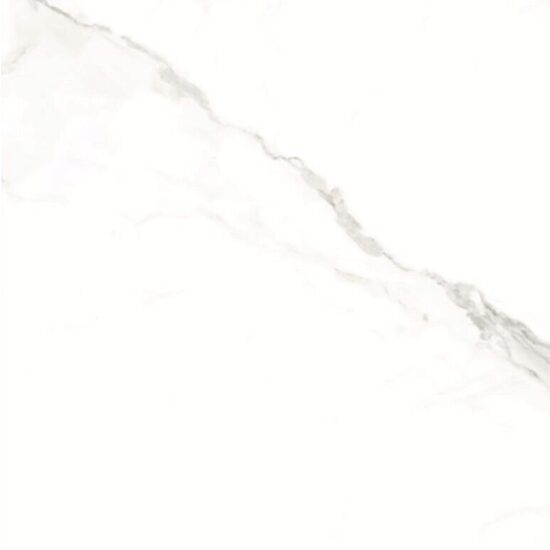 Gresie portelanata rectificata Luxury White, tip marmura, finisaj lucios, alba, 60x60 cm