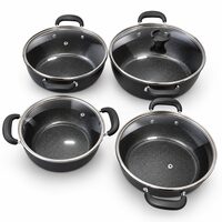 Set 4 oale de gătit cu capace, dimensiuni 24, 26, 28 și 30 cm