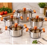 Set 5 oale din inox 201, cu mânere din lemn, 20, 22, 24, 26 și 28 cm