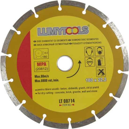 Disc diamantat pentru tăiere și prelucrare, segmentat, 180 mm - MX08714