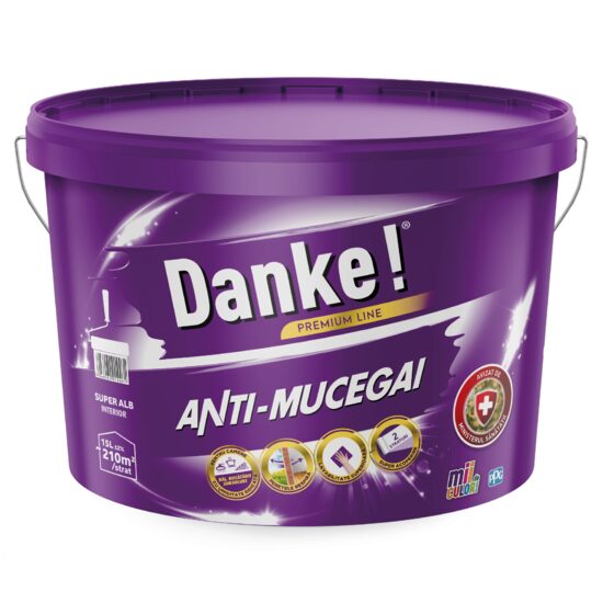 Vopsea lavabilă de interior Danke, antimucegai 15 L