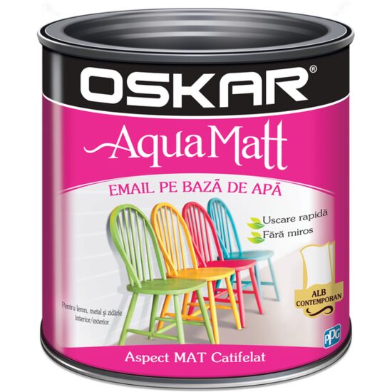 Email mat pe bază de apă OSKAR Aqua, alb contemporan 0,6 L