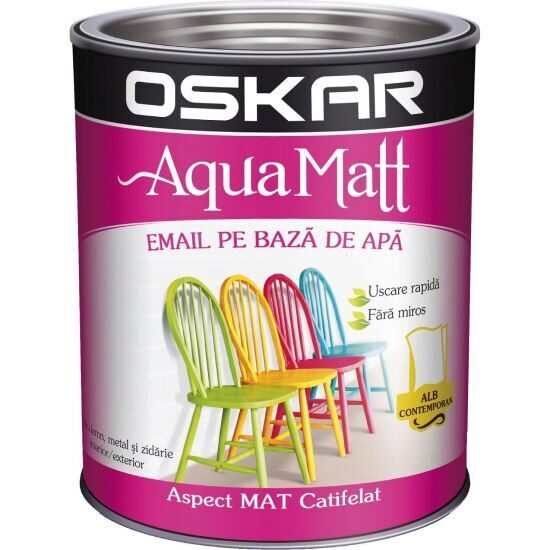 Vopsea pe baza de apa Oskar Aqua Matt, pentru interior exterior, alb contemporan 2.5L