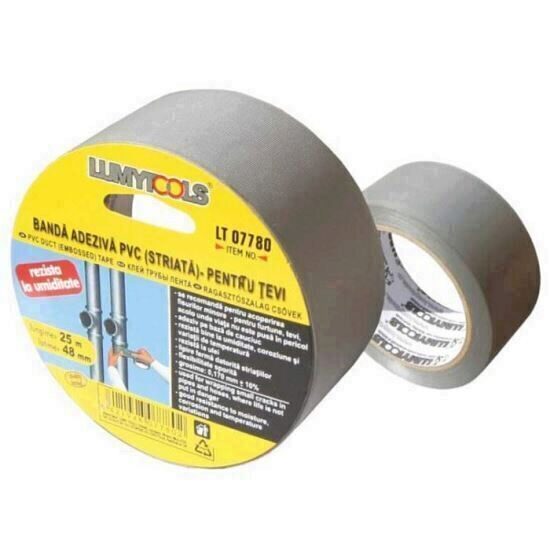 Banda adeziva PVC striata pentru tevi 48 mm x 25M LUMYTOOLS LT07780
