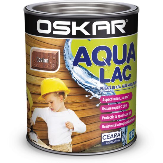 Lac pe bază de apă pentru lemn OSKAR Aqua, castan 0,75 L