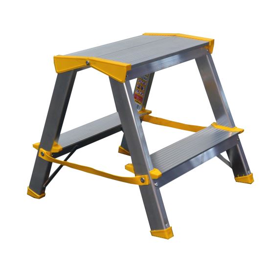 Scara dubla din aluminiu, cu trepte pe ambele parti, 2 x 2 trepte Alverosal 962