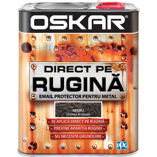 Email anticoroziv OSKAR Direct pe Rugină, negru lovit ciocan 2,5 L