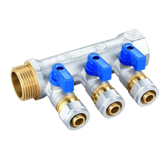 Distribuitor pexal 16mm*3/4 3 cai Albastru EVP-DB1634/3A
