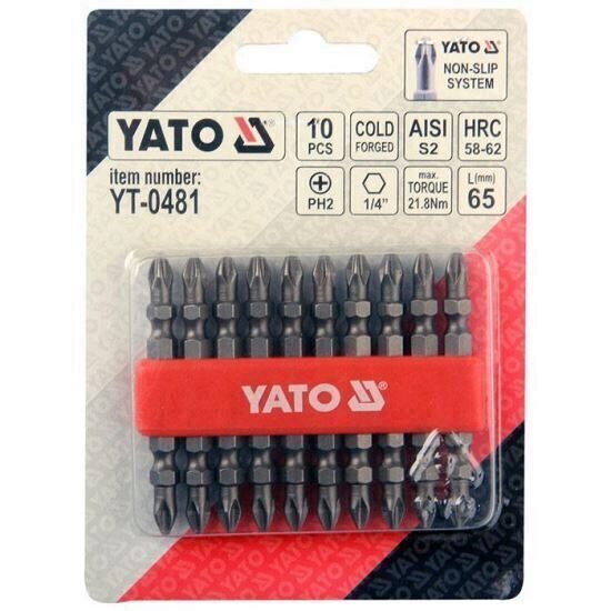 Trusa biti 10 buc 1/4" Ph2x65 mm Yato Yt-0481