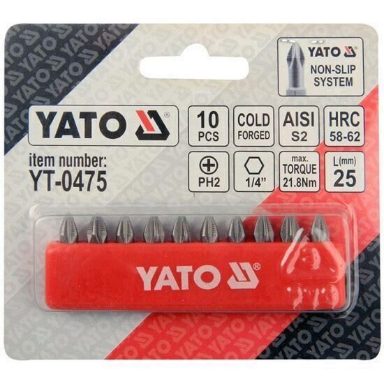 Trusa biti 10 buc 1/4" Ph2x25 mm Yato Yt-0475