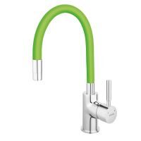 Baterie stativa bucatarie, pipa flexibila, crom-verde Zumba BZA4G FERRO