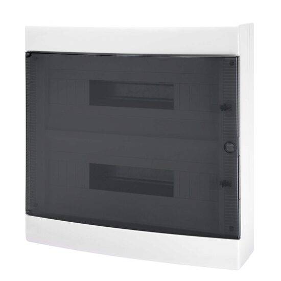 Tablou electric de distribuție Gewiss 40 CD GW40049, montaj aparent, 36 module (3 × 12), ușă fumurie, alb, IP40